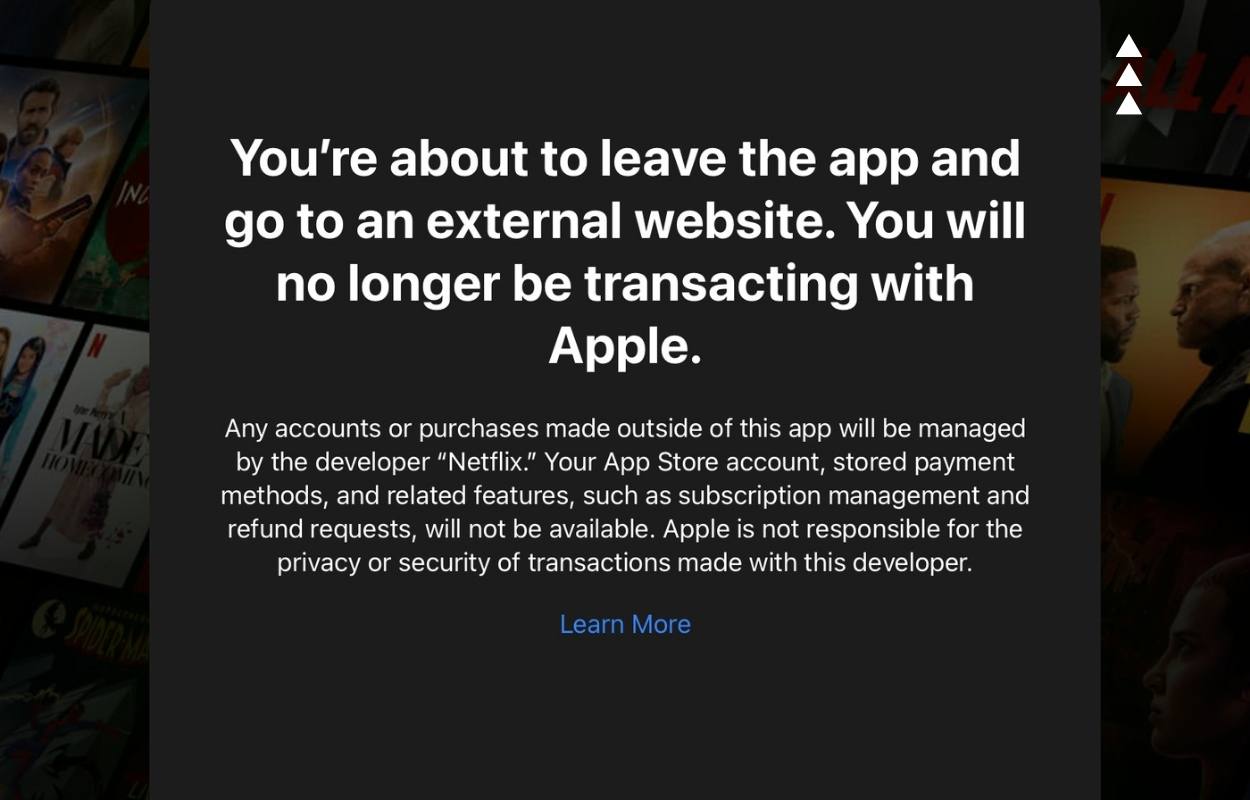 Netflix starts linking iPhone and iPad users to an external sign-up page update