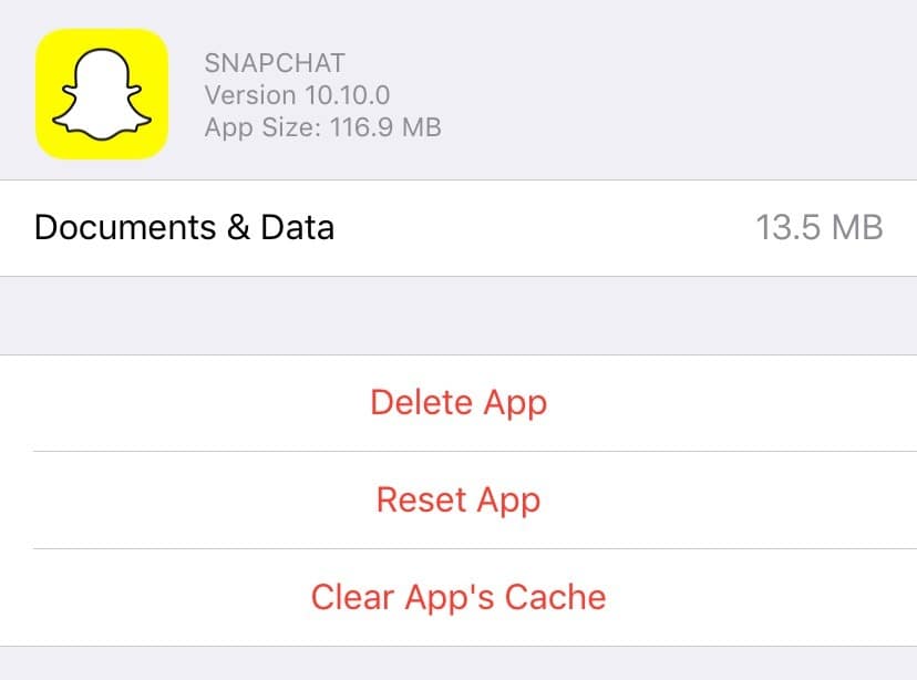 Clear Snapchat App Cache