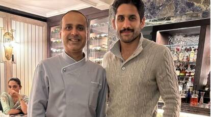picture of Chaitanya happy with Chef Surender Mohan