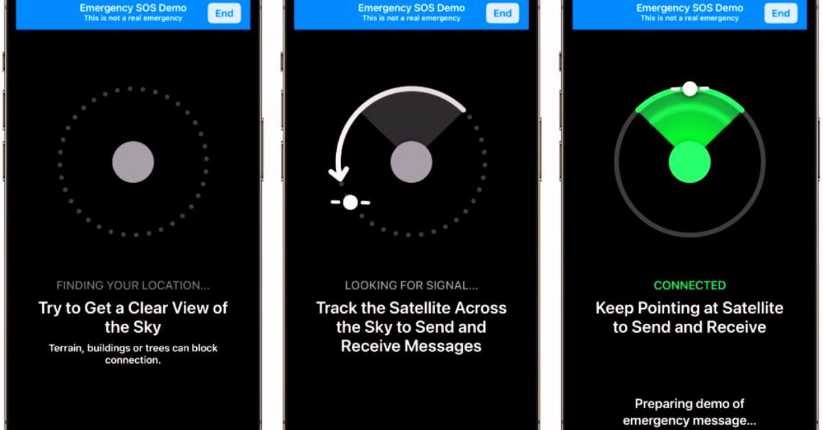Emergency SOS via satellite demo